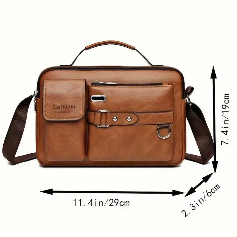NWT CarlKimu Vintage Camel Tan Shoulder Spacious Multi-Pocket Office Travel Bag